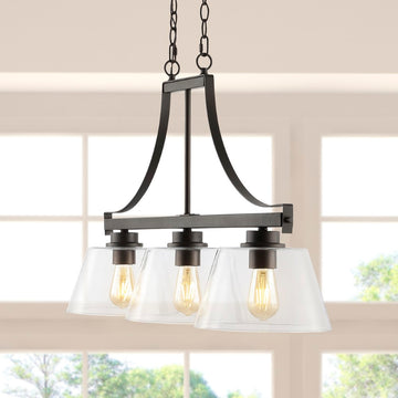 Jayden 36" Industrial Farmhouse Iron/Glass Linear LED Pendant - JONATHAN Y